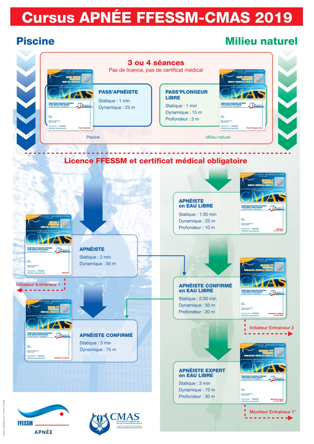 Synopsis des niveaux apnée FFESSM